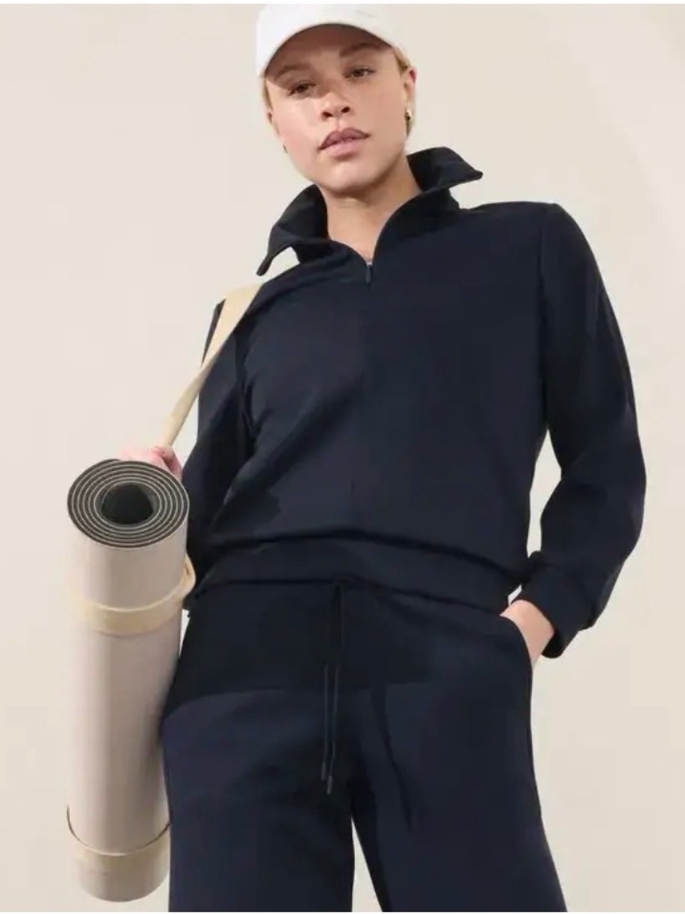 Athleta Allure 1/4 Zip Sweatshirt Navy Size L